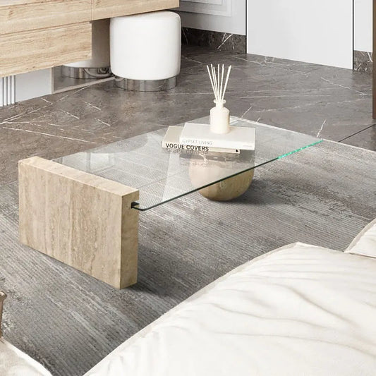 Italian minimalist natural stone tea table